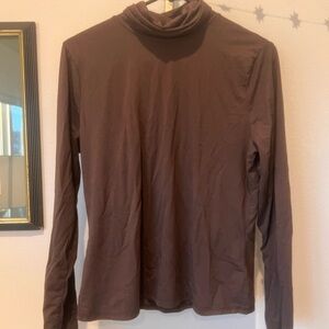 Marled Essentials Brown Long Sleeve Turtleneck Baselayer Top